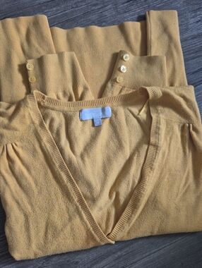 Redherring Mustard Yellow V-Neck Button Cardigan Sweater